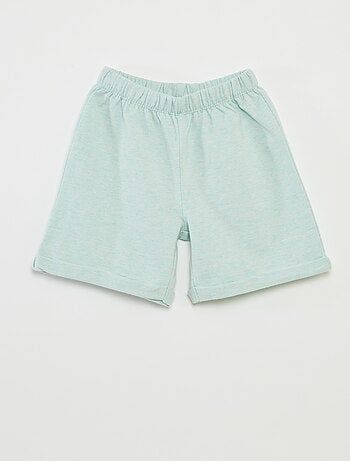 Pijama corto con camiseta con bolsillo + pantalón corto lisos - 2 piezas
