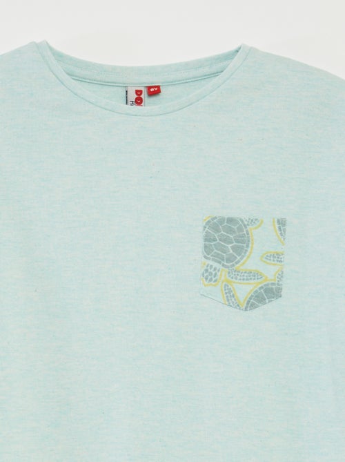 Pijama corto con camiseta con bolsillo + pantalón corto lisos  - 2 piezas - Kiabi