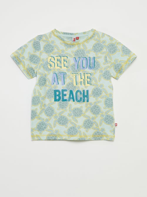 Pijama corto con camiseta con estampado + pantalón corto - 2 piezas - Kiabi