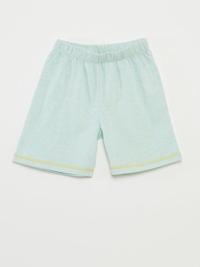 Pijama corto con camiseta con estampado + pantalón corto - 2 piezas VERDE - Kiabi