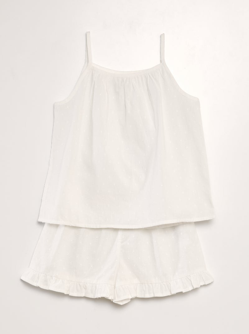 Pijama corto con camiseta de tirantes + pantalón corto - 2 piezas BLANCO - Kiabi