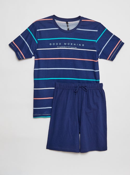 Pijama corto con camiseta + Pantalón corto - 2 piezas - Kiabi