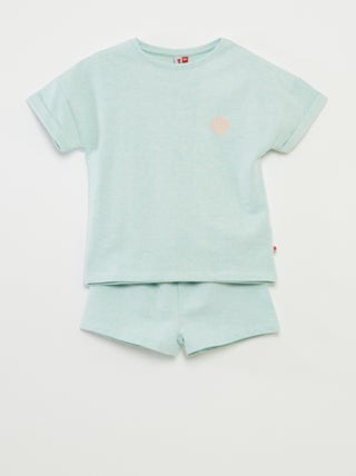 Pijama corto con camiseta + pantalón corto - 2 piezas