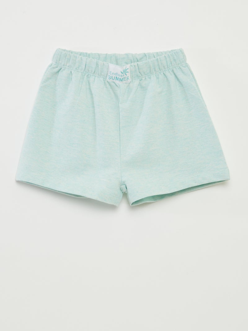 Pijama corto con camiseta + pantalón corto - 2 piezas VERDE - Kiabi