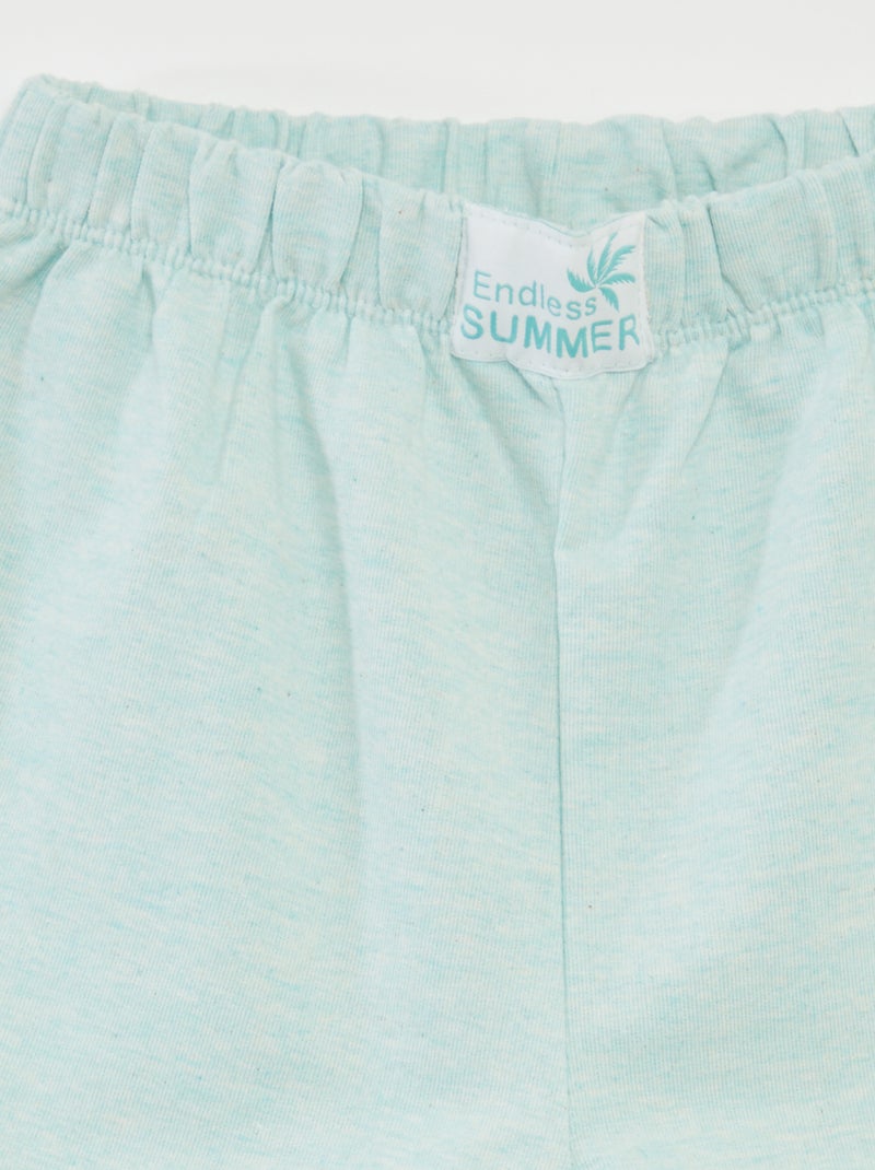 Pijama corto con camiseta + pantalón corto - 2 piezas VERDE - Kiabi