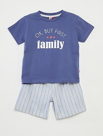 Pijama corto con camiseta + pantalón corto a rayas - 2 piezas