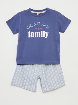 Pijama corto con camiseta + pantalón corto a rayas  - 2 piezas