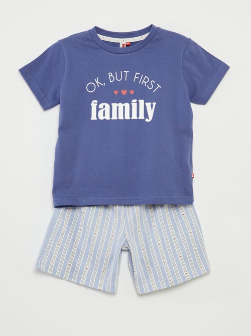 Pijama corto con camiseta + pantalón corto a rayas  - 2 piezas - Kiabi