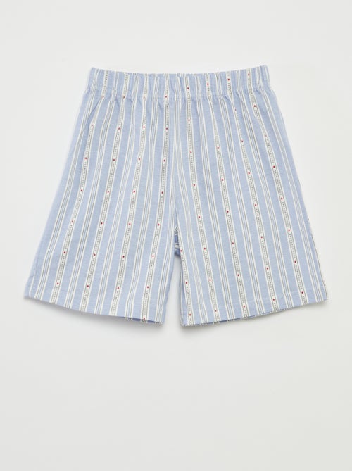 Pijama corto con camiseta + pantalón corto a rayas  - 2 piezas - Kiabi