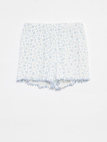Pijama corto con camiseta + pantalón corto de canalé - 2 piezas