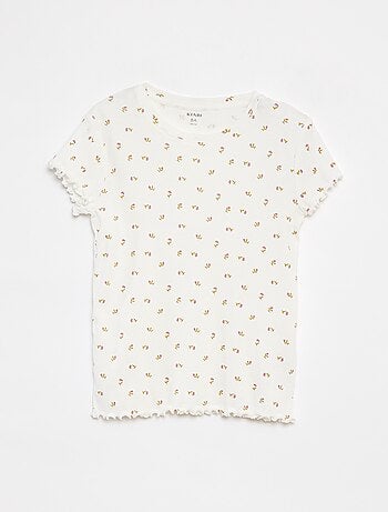 Pijama corto con camiseta + pantalón corto de canalé - 2 piezas