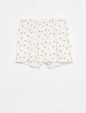 Pijama corto con camiseta + pantalón corto de canalé - 2 piezas