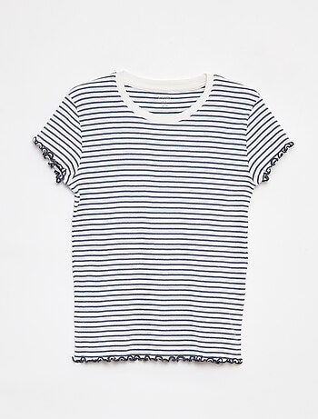Pijama corto con camiseta + pantalón corto de canalé - 2 piezas