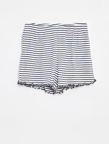 Pijama corto con camiseta + pantalón corto de canalé - 2 piezas