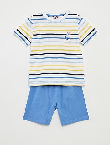 Pijama corto con camiseta + pantalón corto de rayas - 2 piezas