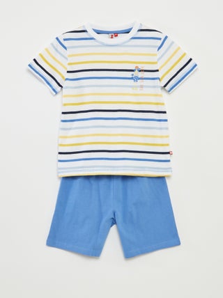 Pijama corto con camiseta + pantalón corto de rayas  - 2 piezas