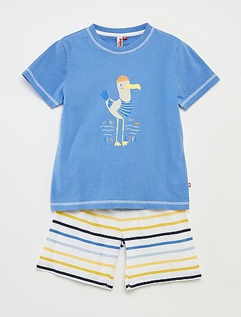 Pijama corto con camiseta + pantalón corto de rayas - 2 piezas