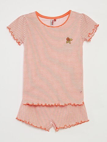 Pijama corto con camiseta + pantalón corto de rayas - 2 piezas