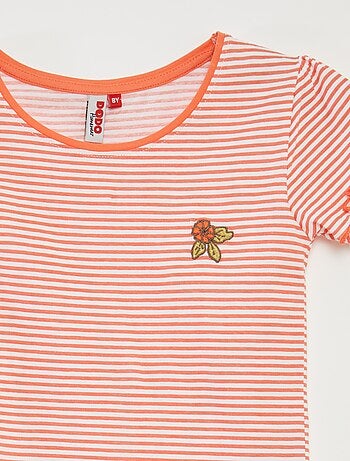 Pijama corto con camiseta + pantalón corto de rayas - 2 piezas
