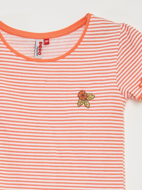 Pijama corto con camiseta + pantalón corto de rayas  - 2 piezas - Kiabi