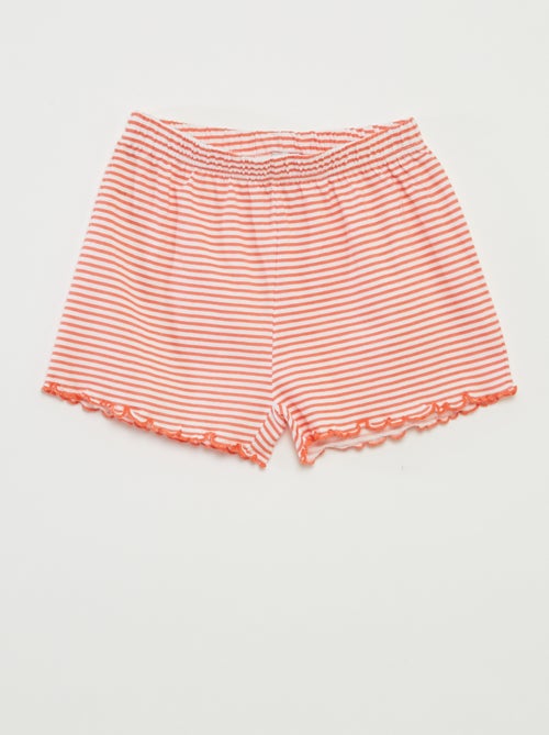 Pijama corto con camiseta + pantalón corto de rayas  - 2 piezas - Kiabi