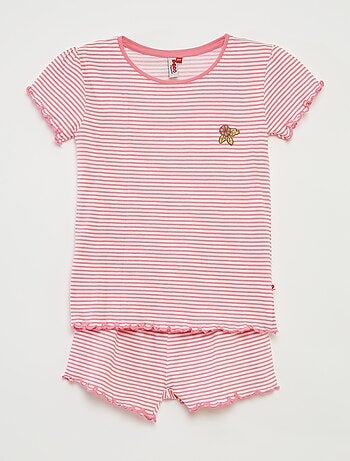 Pijama corto con camiseta + pantalón corto de rayas - 2 piezas