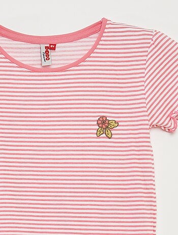 Pijama corto con camiseta + pantalón corto de rayas - 2 piezas