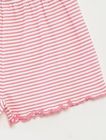 Pijama corto con camiseta + pantalón corto de rayas - 2 piezas