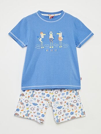 Pijama corto con camiseta + pantalón corto estampado - 2 piezas
