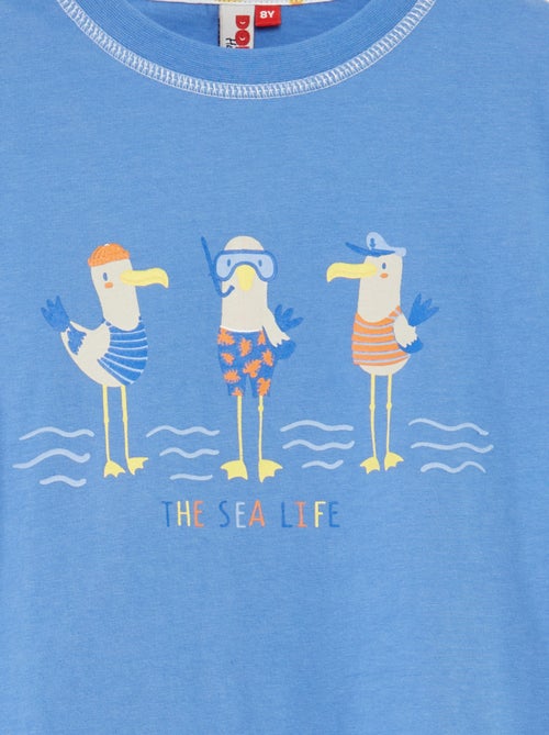 Pijama corto con camiseta + pantalón corto estampado  - 2 piezas - Kiabi