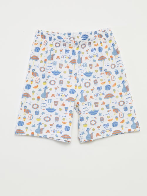Pijama corto con camiseta + pantalón corto estampado  - 2 piezas - Kiabi