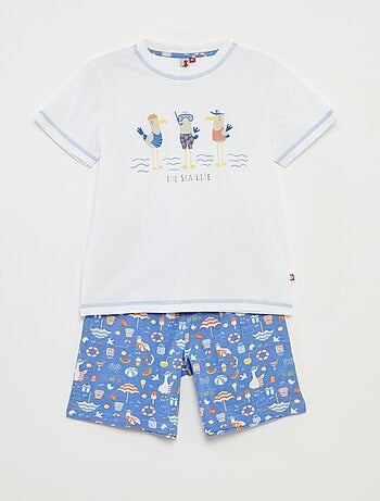 Pijama corto con camiseta + pantalón corto estampado - 2 piezas