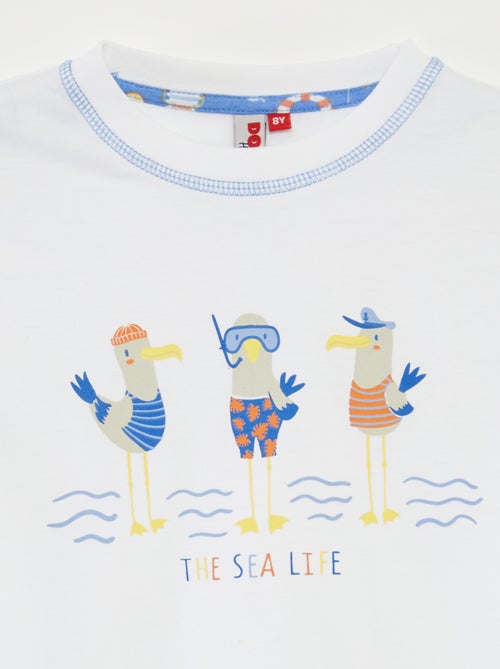 Pijama corto con camiseta + pantalón corto estampado  - 2 piezas - Kiabi