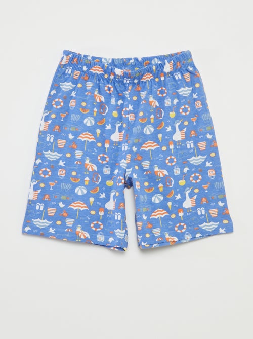 Pijama corto con camiseta + pantalón corto estampado  - 2 piezas - Kiabi