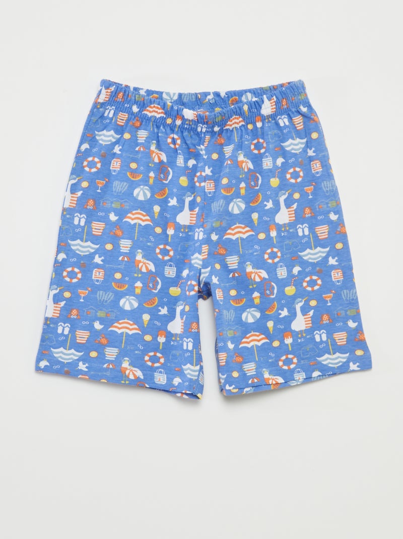 Pijama corto con camiseta + pantalón corto estampado  - 2 piezas BLANCO - Kiabi