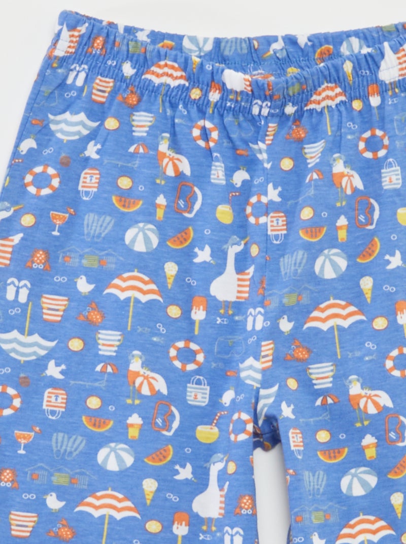 Pijama corto con camiseta + pantalón corto estampado  - 2 piezas BLANCO - Kiabi