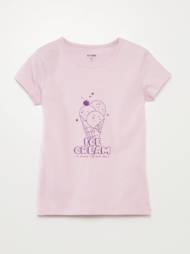 Pijama corto con camiseta + short - 2 piezas PURPURA - Kiabi