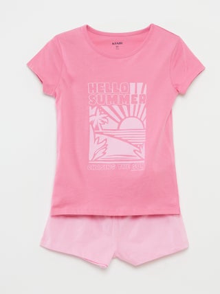 Pijama corto con camiseta + short - 2 piezas