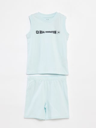 Pijama corto con camiseta sin mangas + pantalón corto  - 2 piezas