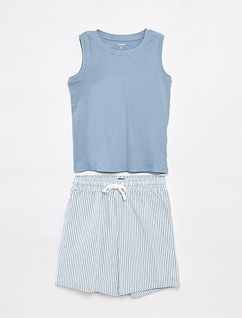 Pijama corto con camiseta sin mangas + pantalón corto - 2 piezas