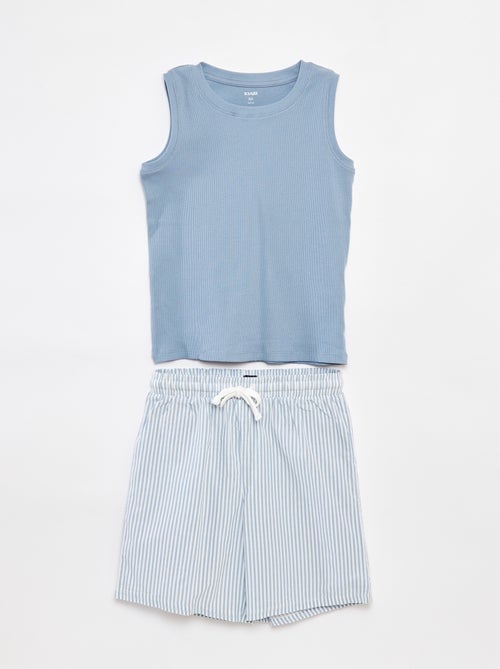 Pijama corto con camiseta sin mangas + pantalón corto - 2 piezas - Kiabi