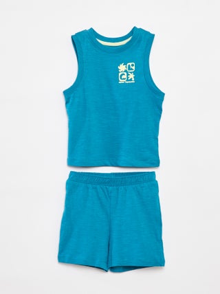 Pijama corto con camiseta sin mangas + pantalón corto - 2 piezas