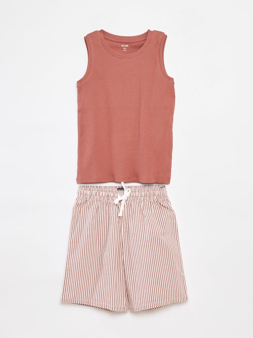 Pijama corto con camiseta sin mangas + pantalón corto - 2 piezas - Kiabi