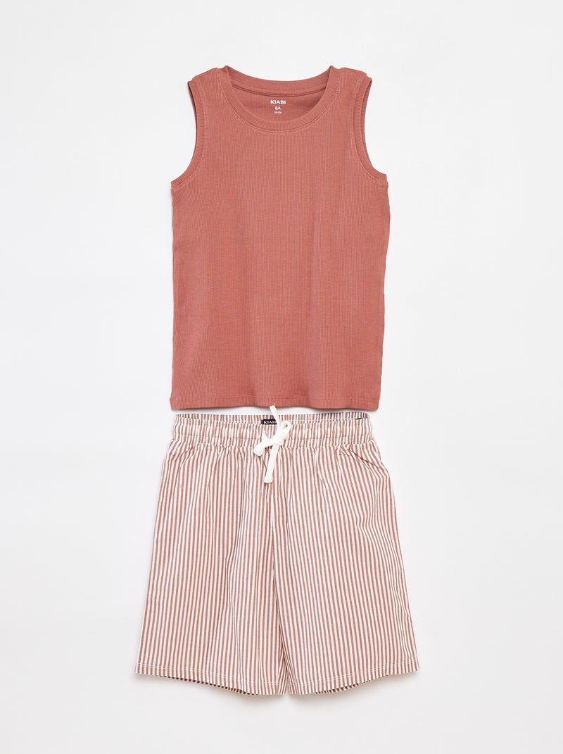 Pijama corto con camiseta sin mangas + pantalón corto - 2 piezas Marron - Kiabi