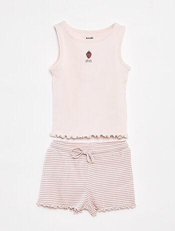 Pijama corto con camiseta sin mangas + pantalón corto - 2 piezas