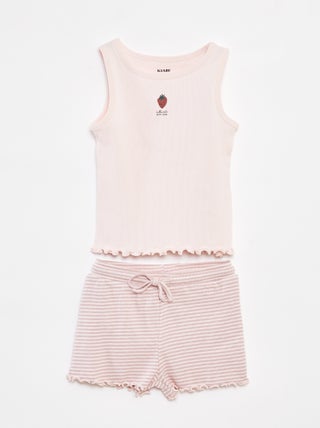Pijama corto con camiseta sin mangas + pantalón corto - 2 piezas