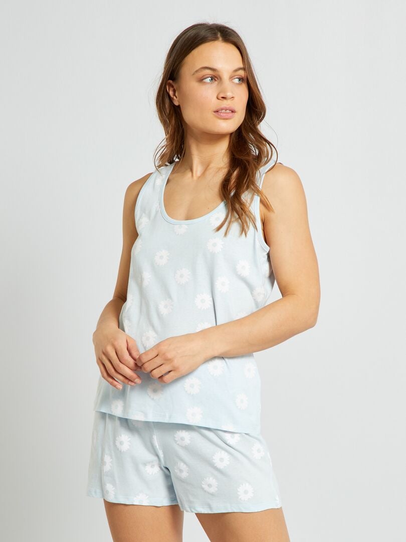 Pijama corto con camiseta sin mangas + short - 2 piezas AZUL - Kiabi