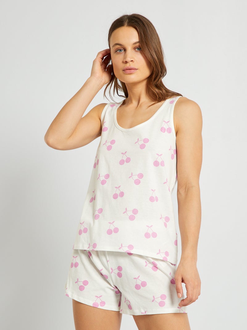 Pijama corto con camiseta sin mangas + short - 2 piezas BLANCO - Kiabi