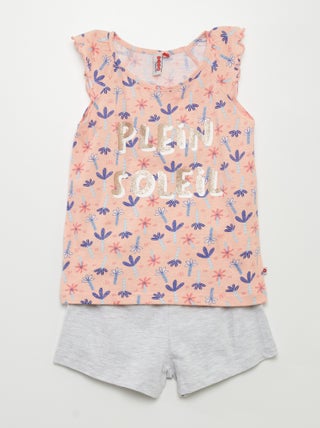 Pijama corto con camiseta sin mangas + short - 2 piezas
