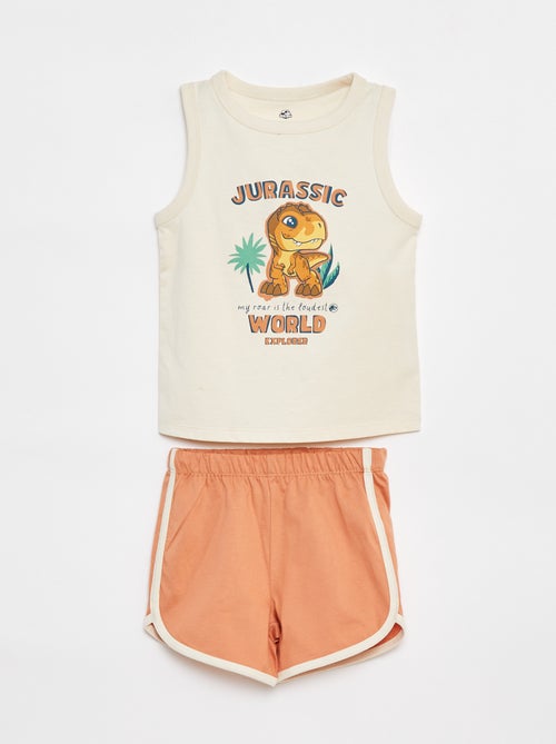 Pijama corto con camiseta sin mangas + short 'Jurassic World' - 2 piezas - Kiabi